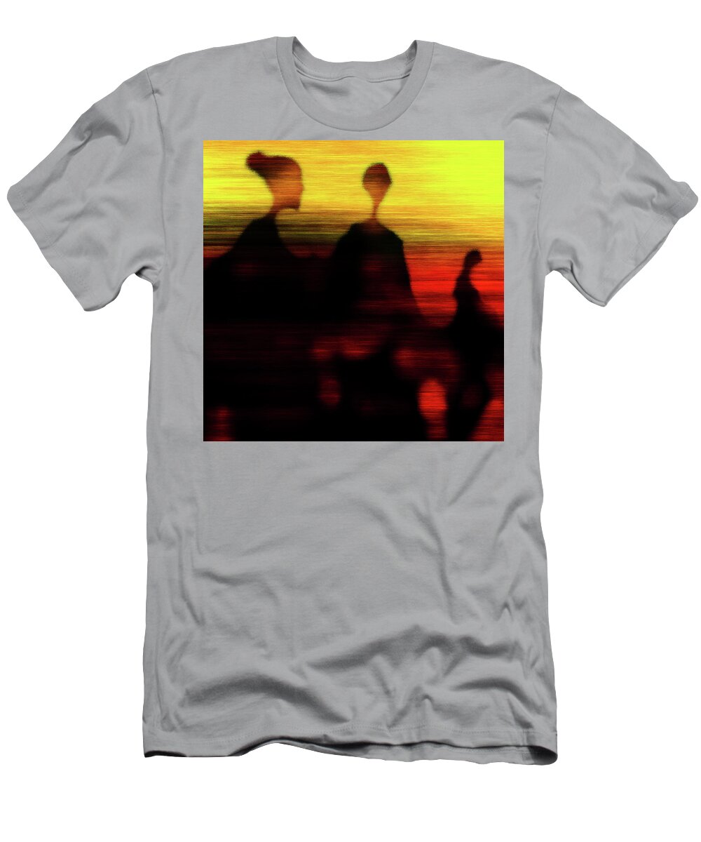 People At Sunrise T-Shirt featuring the photograph People at sunrise No 001 by Al Fio Bonina
