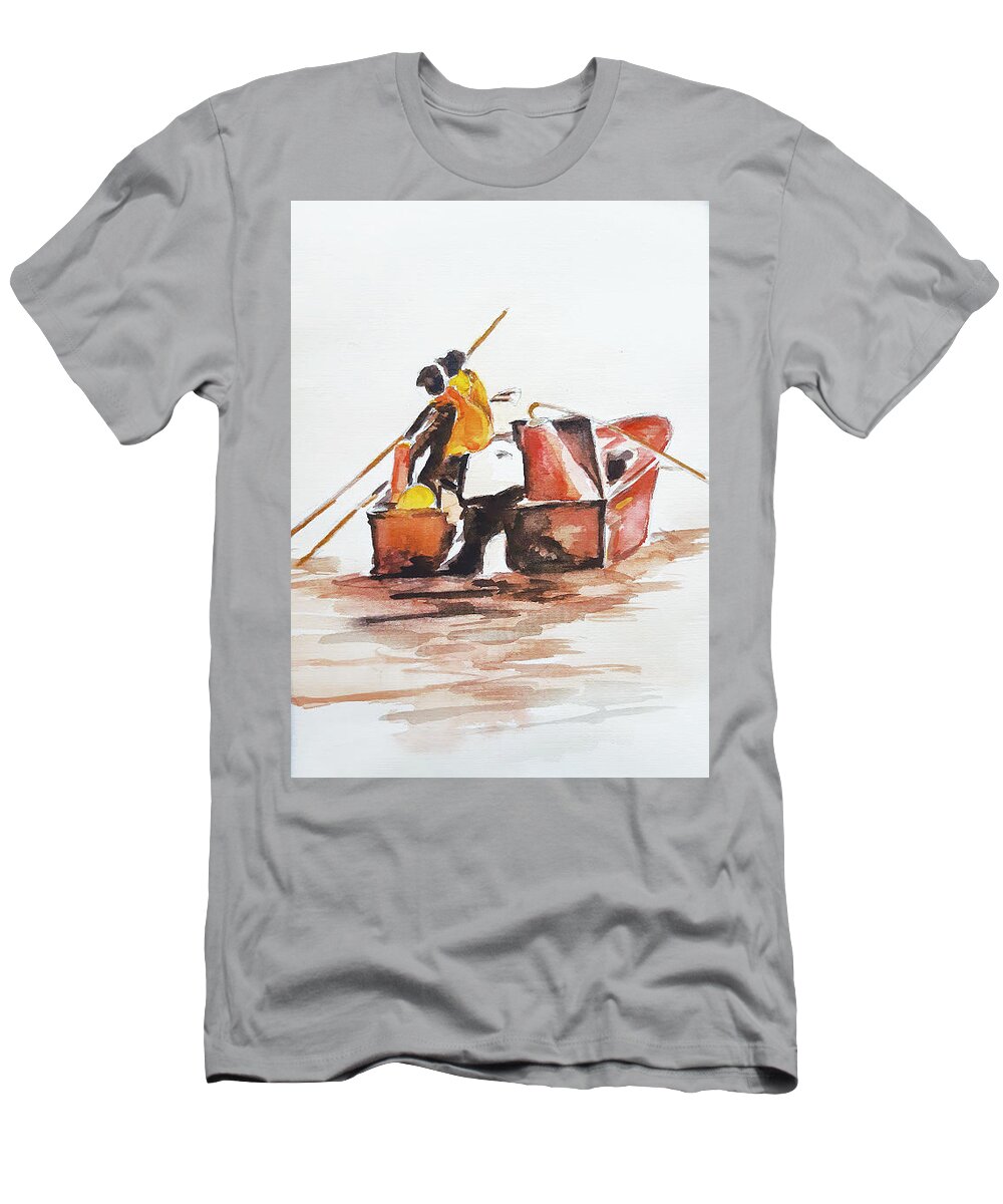  T-Shirt featuring the painting Pesca 2 by Carlos Jose Barbieri
