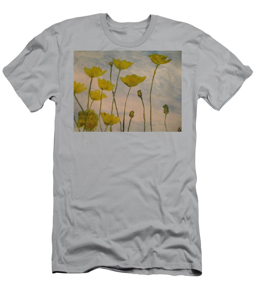 Wild Flowers T-Shirt featuring the painting Petalled Yellow by Jen Shearer