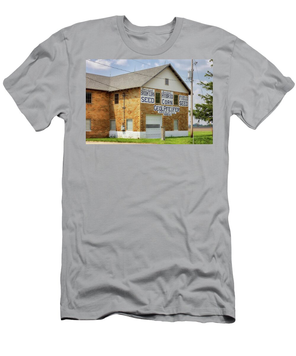 Pfeifer Seed Company T-Shirt featuring the photograph Pfeifer Seed Company - Arcola, Illinois by Susan Rissi Tregoning