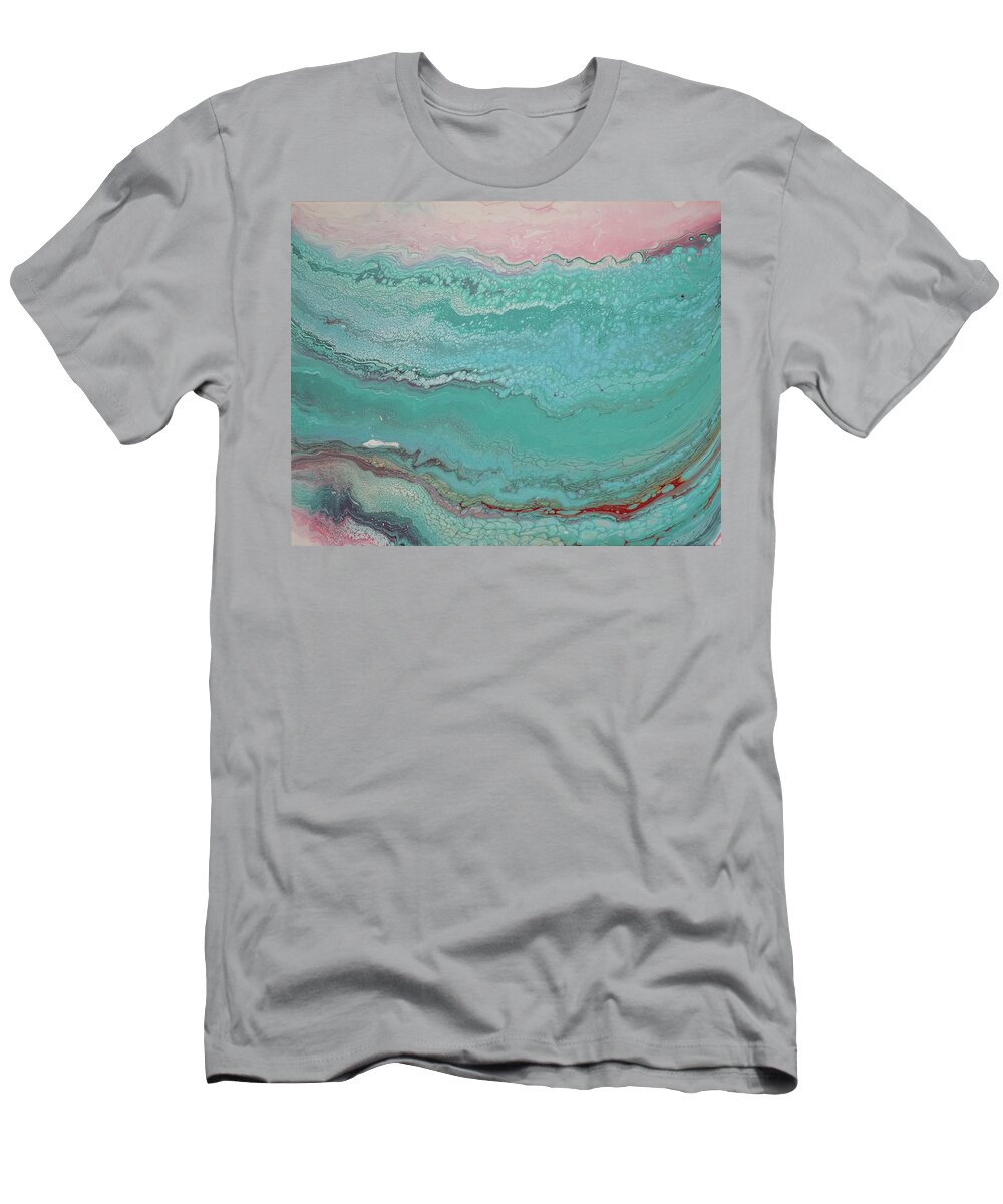 Pour T-Shirt featuring the mixed media Pink Sea by Aimee Bruno