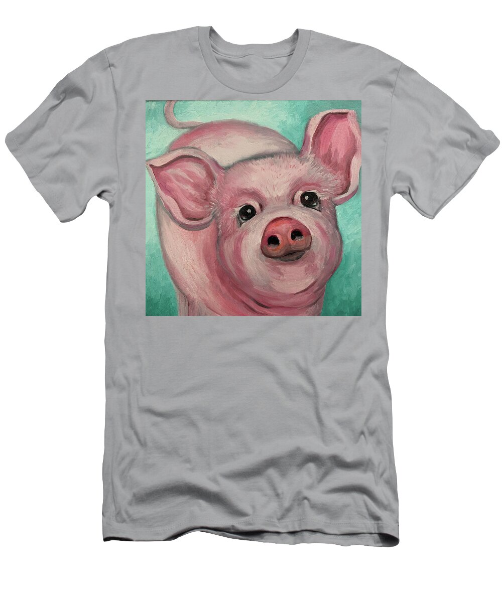 Pig T-Shirt featuring the painting Piglet by Barbara Landry