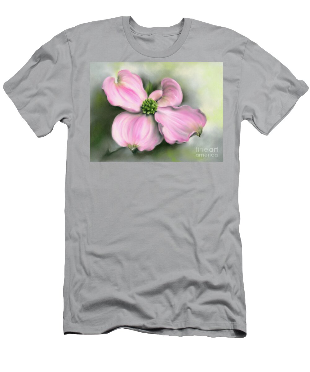 Botanical T-Shirt featuring the painting Pink Dogwood in Spring by MM Anderson