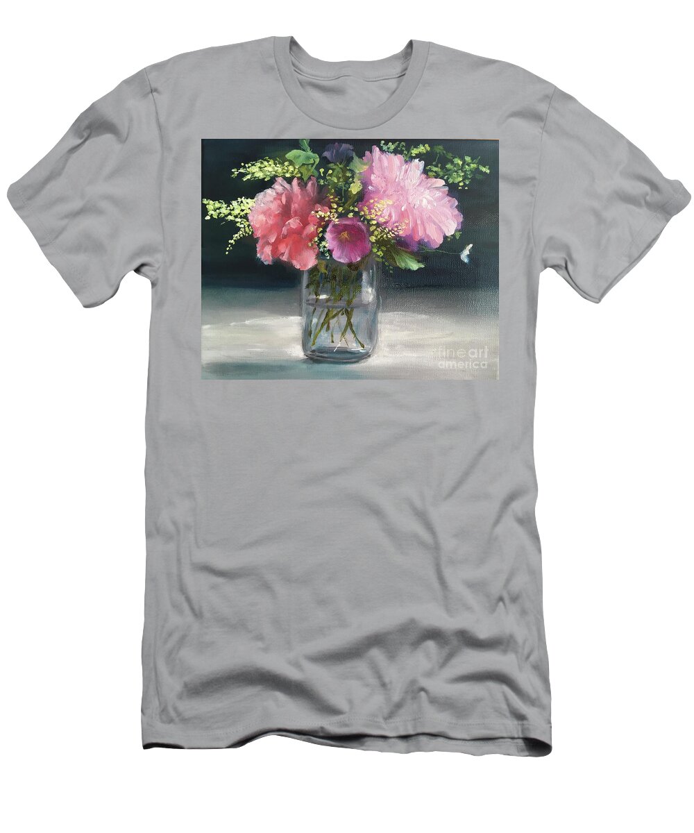 Flowers T-Shirt featuring the painting Flowers in a JamJar II by Lizzy Forrester