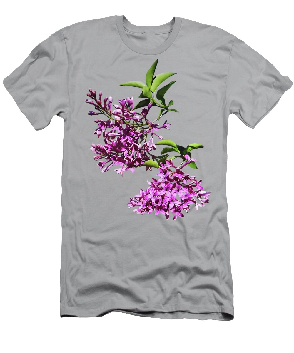 Lilacs T-Shirt featuring the photograph Pink Lilacs and Leaves by Susan Savad