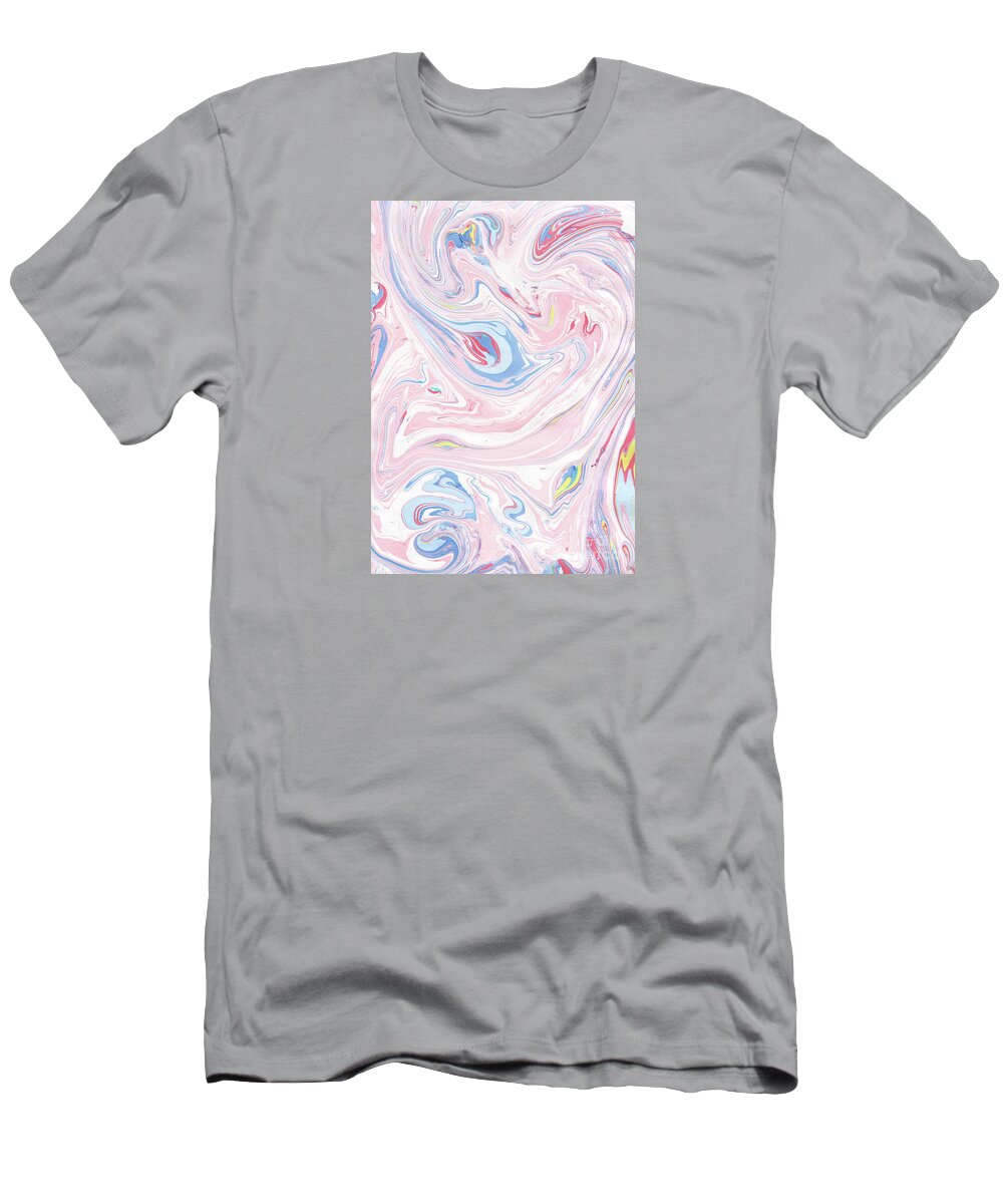 Marble T-Shirt featuring the painting Pink Marble Pastel Blush Painting by Modern Art