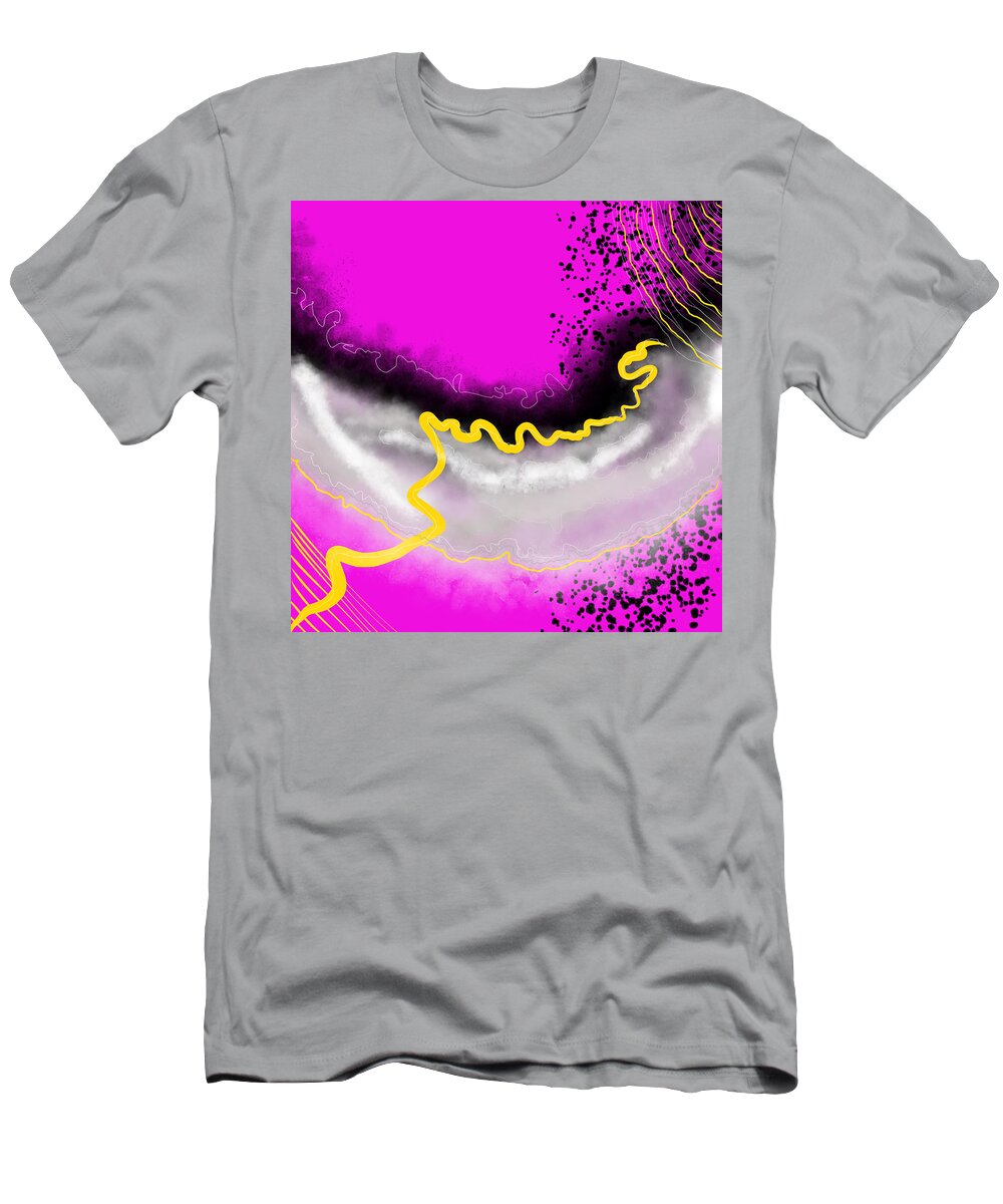 Neon Pink T-Shirt featuring the digital art Pink Vibes by Amber Lasche