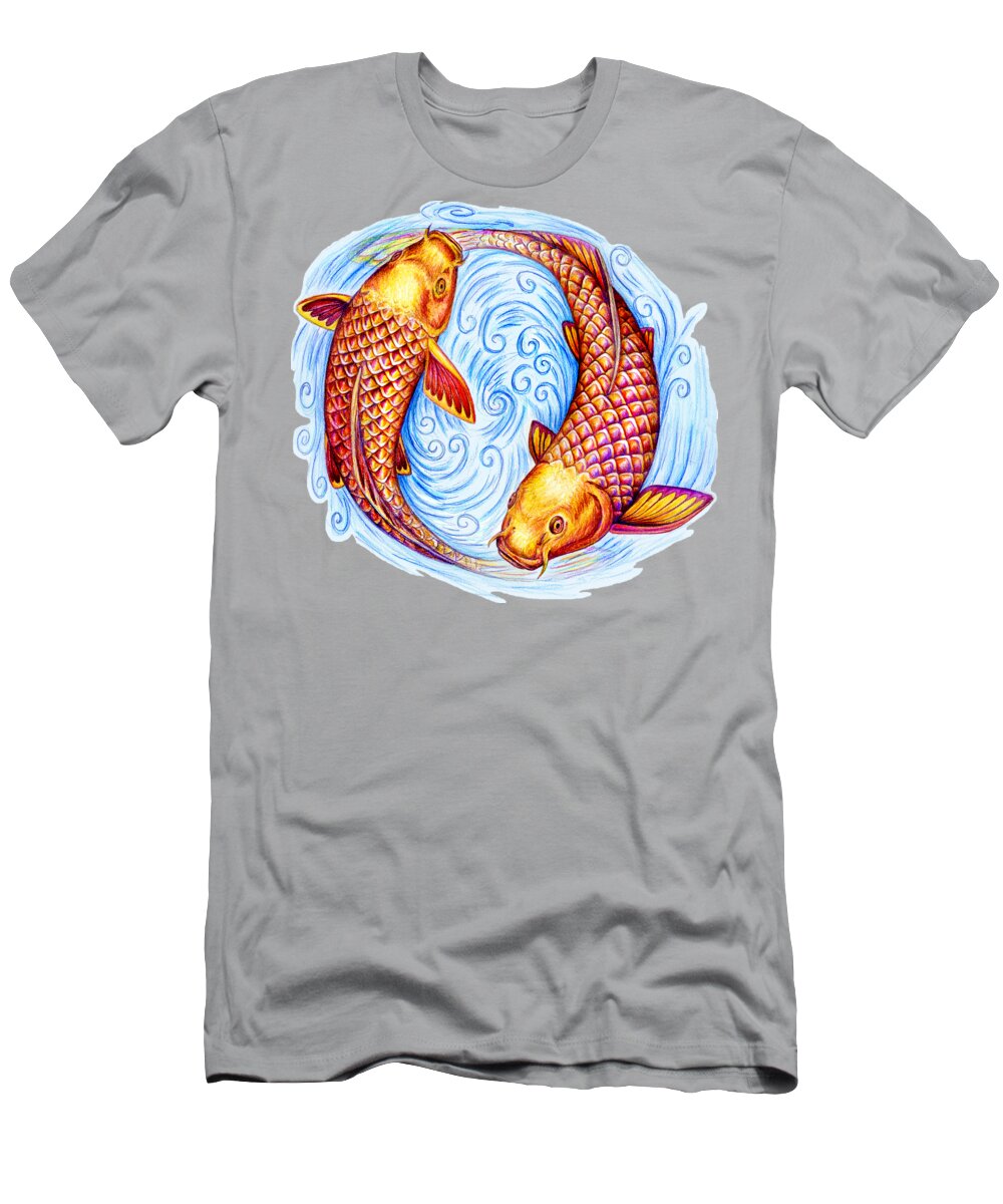Pisces T-Shirt featuring the drawing Pisces by Rebecca Wang