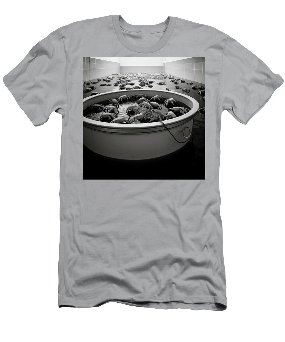 Yopedro T-Shirt featuring the digital art Porcelain Tub of Crabs in Pool by YoPedro