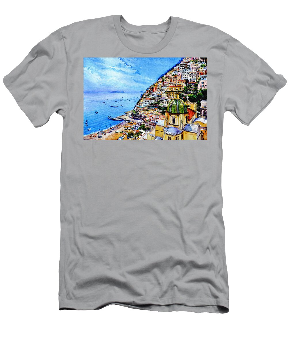 Positano T-Shirt featuring the painting Positano by Hanne Lore Koehler