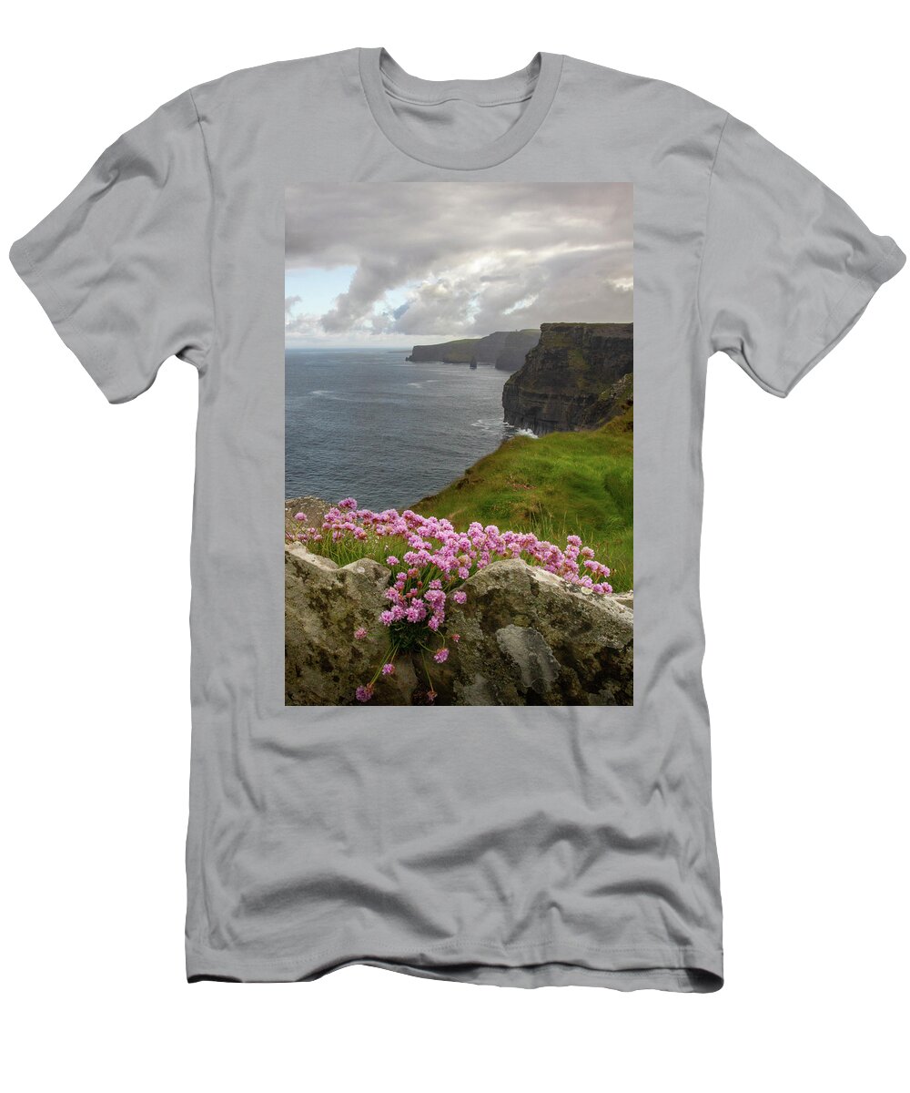 Sea Pink T-Shirt featuring the photograph Pretty with Pink Moher by Mark Callanan