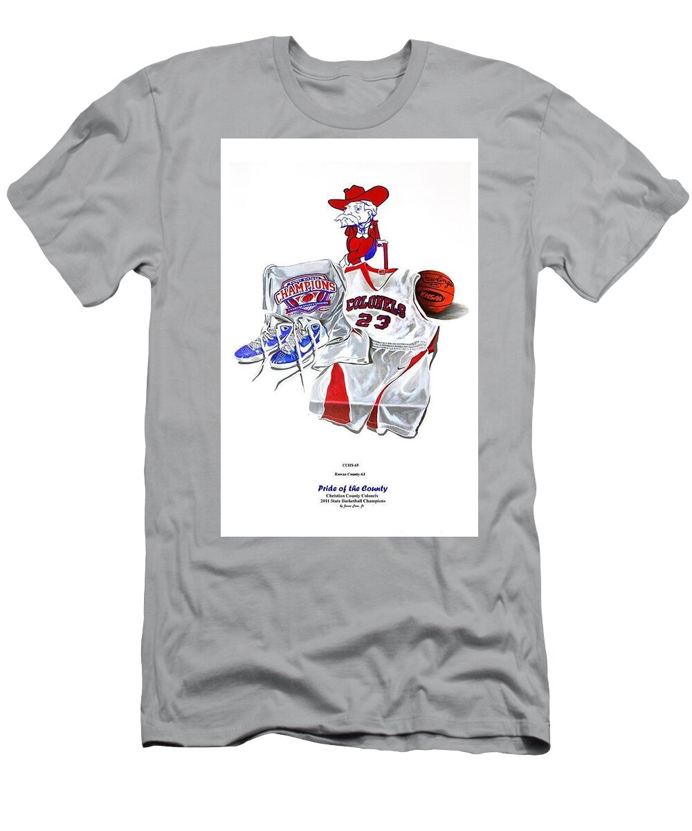 Christian County Ky Colonels Basketball State Championship Print Artist James Cain Jr T-Shirt featuring the painting Pride of the County by James Cain Jr