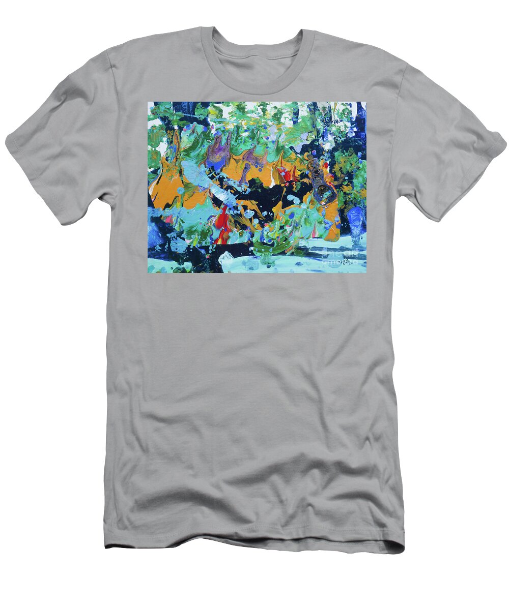 Primordial T-Shirt featuring the painting Primordial Forest by Tessa Evette