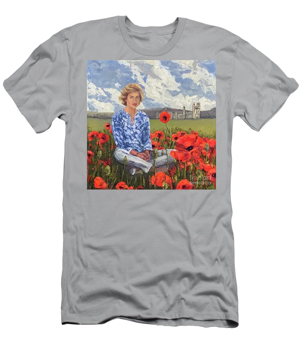 Princess Diana T-Shirt featuring the painting Princess Diana, 2019 by PJ Kirk
