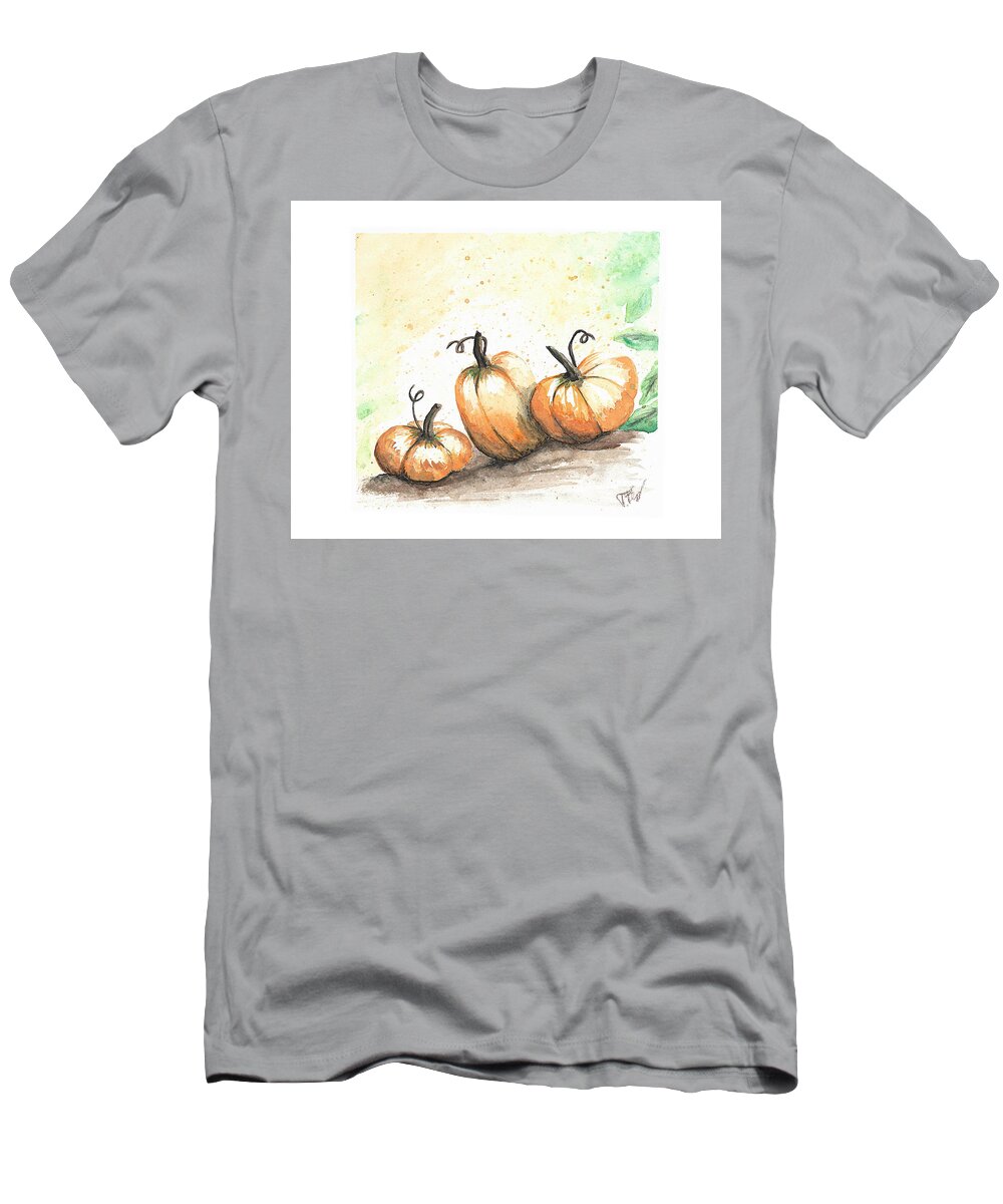 Pumpkins T-Shirt featuring the painting Pumpkin Patch by Tatiana Fess