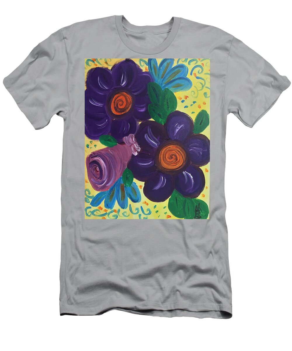 Acrylic Painting T-Shirt featuring the painting Purple Pansy by Karen Buford