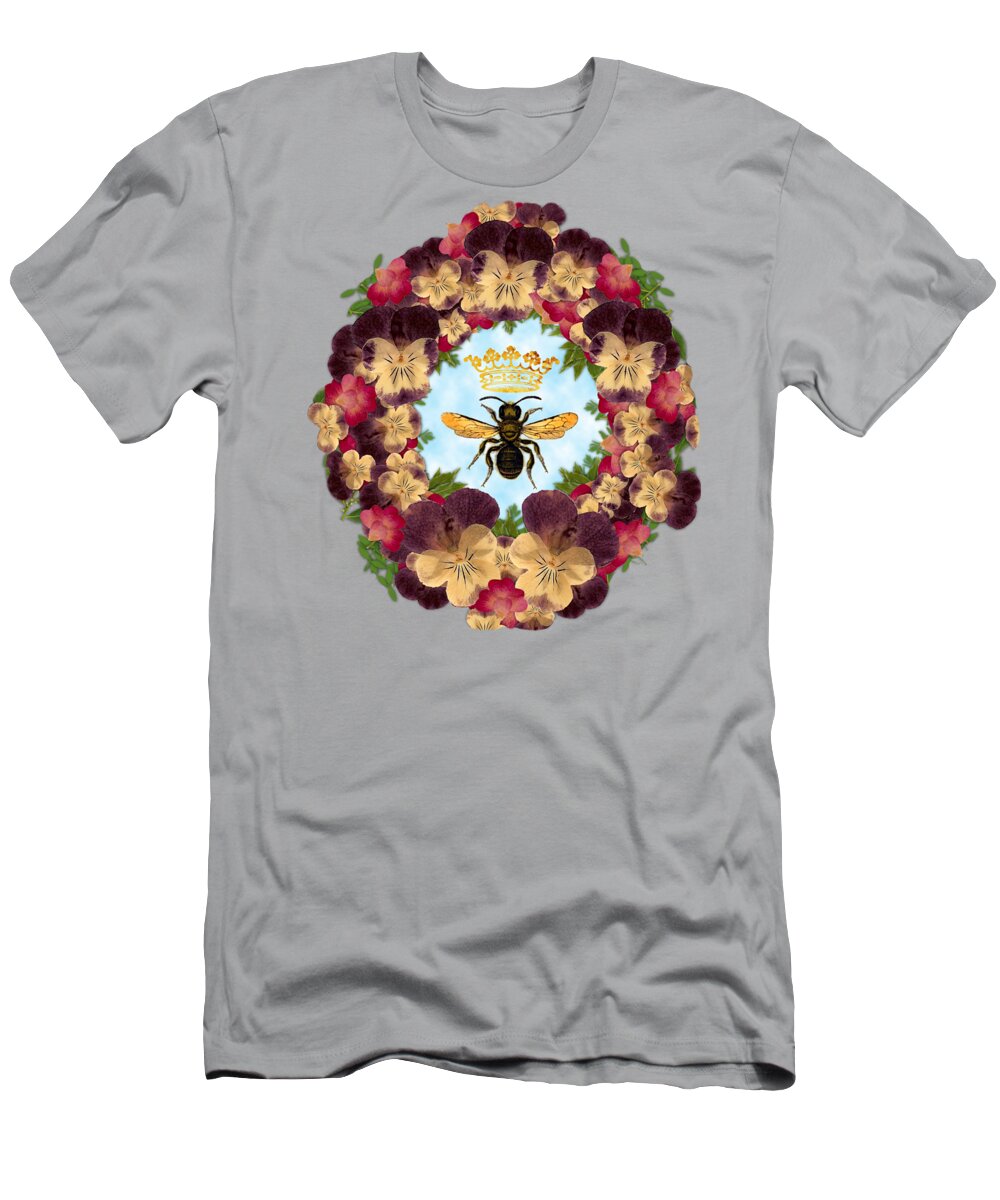 Queen Bee T-Shirt featuring the painting Queen Bee Circle of Flowers by Tina Lavoie