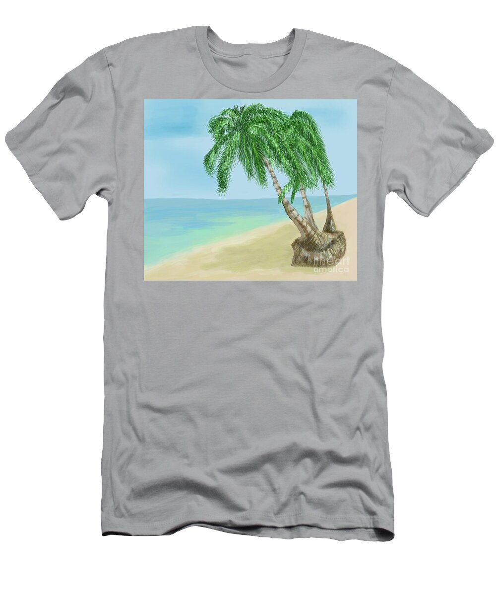Beach T-Shirt featuring the digital art Quiet Beach by Annette M Stevenson