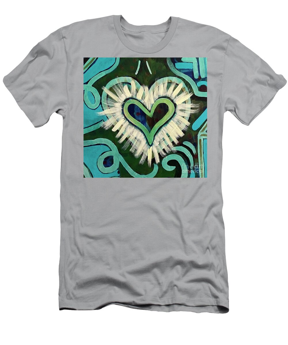 #heart #coherence #heartbrainconnection T-Shirt featuring the painting Radiant Heart by Sylvia Becker-Hill