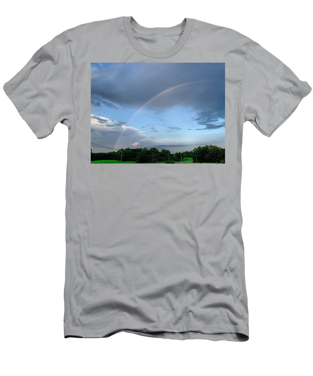 Rainbow T-Shirt featuring the photograph Rainbow after the Storm by Chris Montcalmo