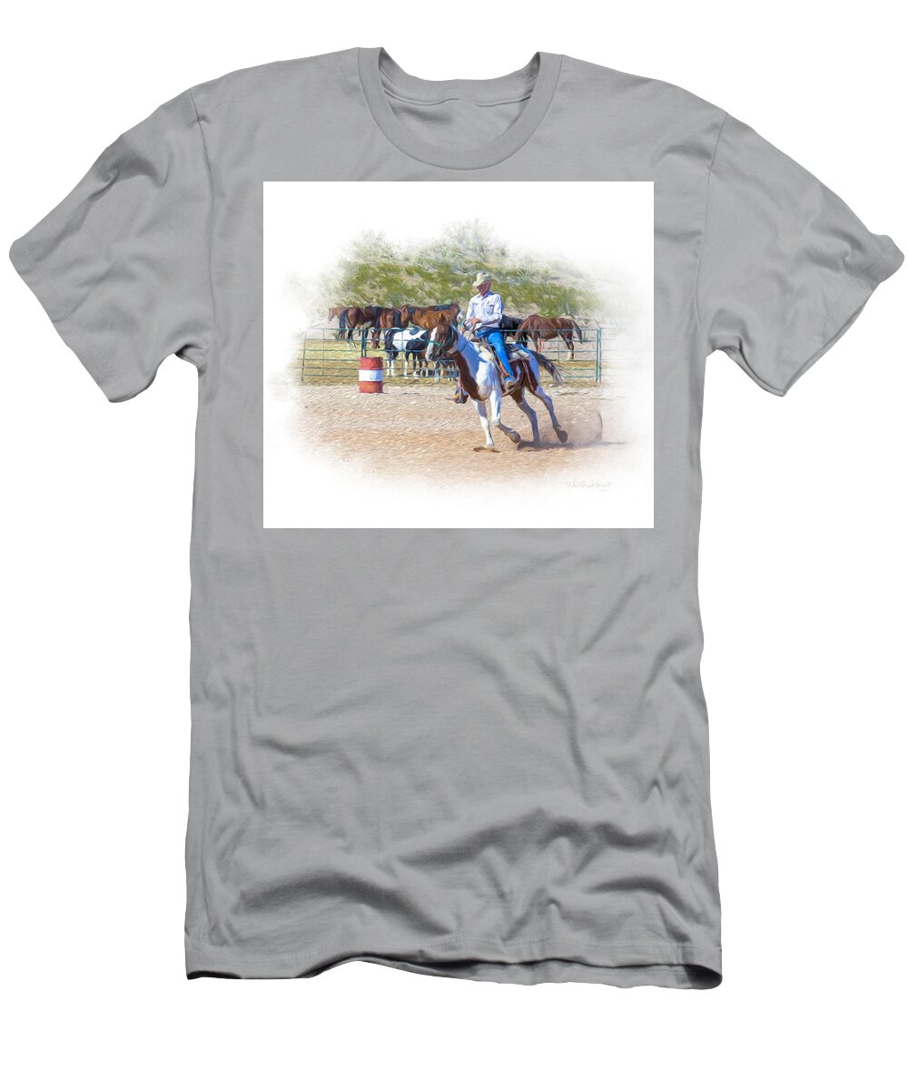 Cowboy T-Shirt featuring the digital art Ranch Rider Digital Art Painting by Walter Herrit