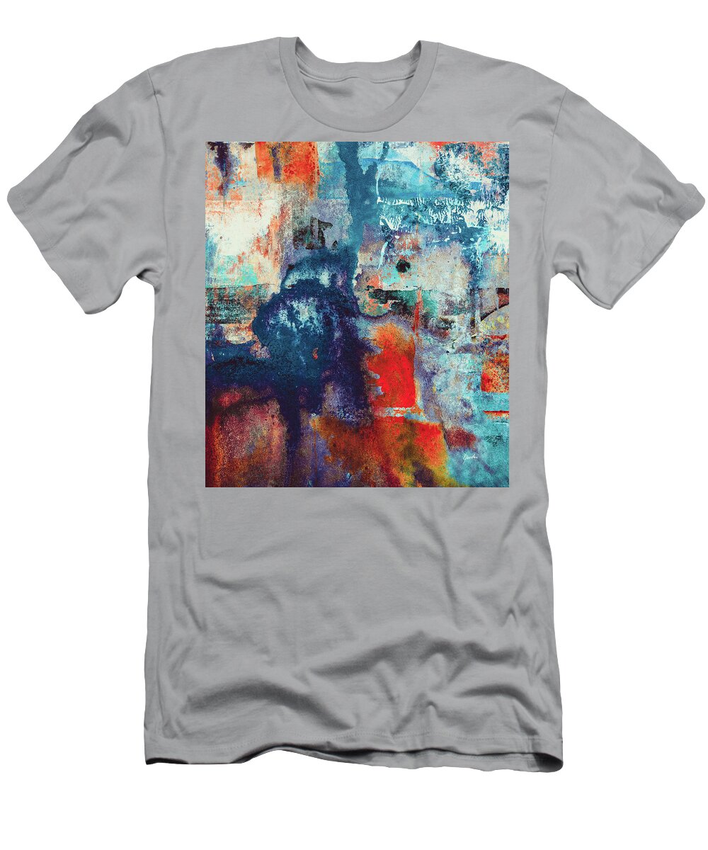 Abstract T-Shirt featuring the painting Red And Blue Colorful Abstract Painting - Port by iAbstractArt