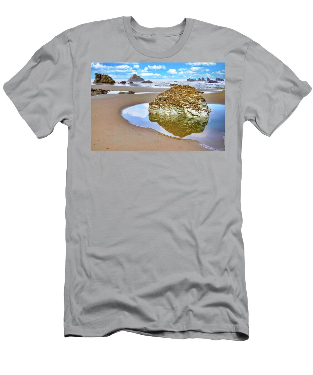 Water T-Shirt featuring the photograph Reflection Rock by Jerry Cahill