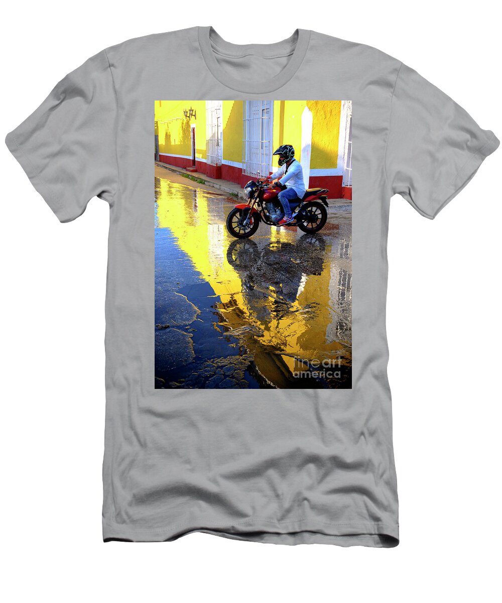 Reflections In Street T-Shirt featuring the photograph Reflections in Cuba by Jim Calarese