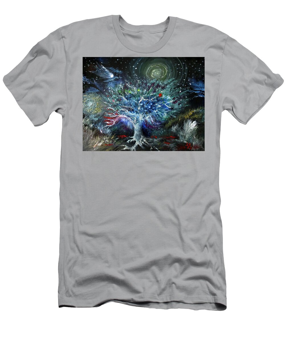 Night Tree Of Life Usa T-Shirt featuring the painting NIGHT Tree of LIFE USA by Lynn Raizel Lane