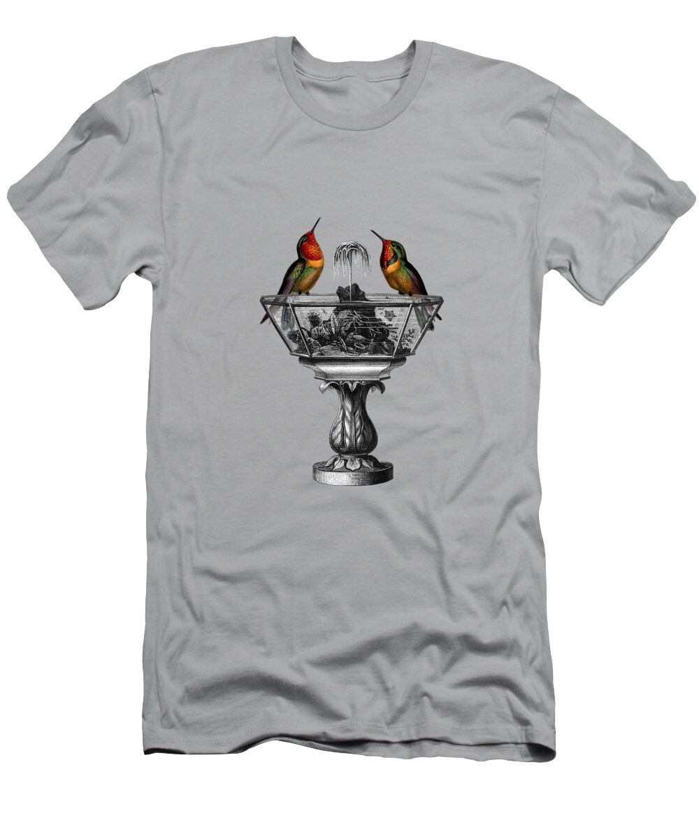 Hummingbird T-Shirt featuring the mixed media Resting hummingbirds by Madame Memento