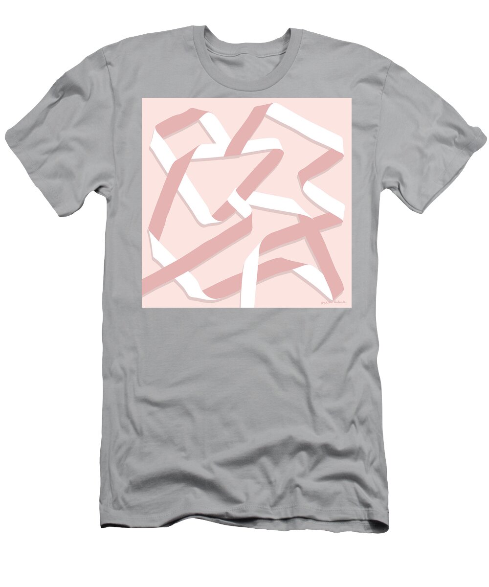 Nikita Coulombe T-Shirt featuring the painting Ribbon 12 in blush by Nikita Coulombe