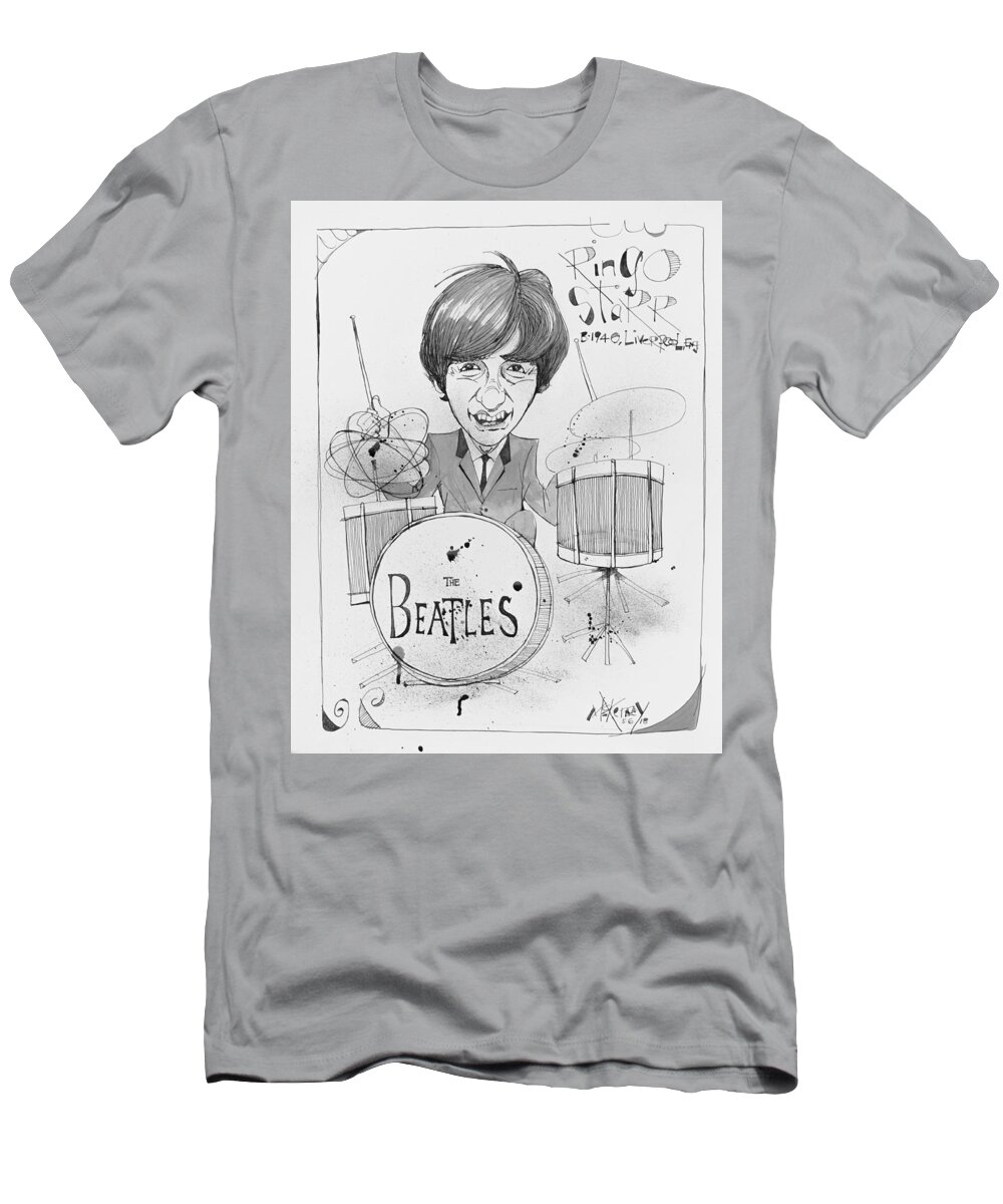  T-Shirt featuring the drawing Ringo Starr by Phil Mckenney