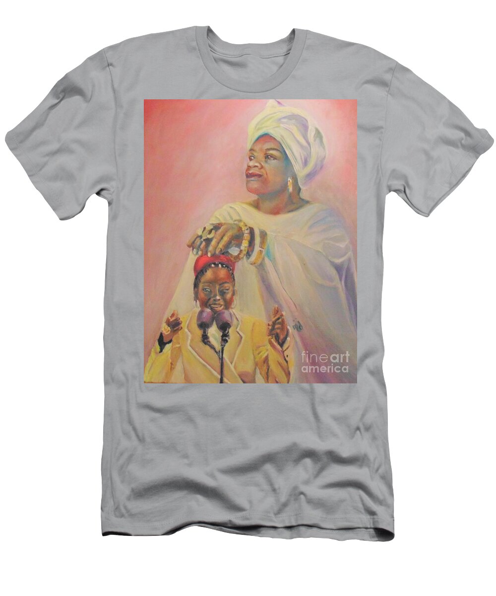 Amanda Gorman T-Shirt featuring the painting Rising Hill by Saundra Johnson
