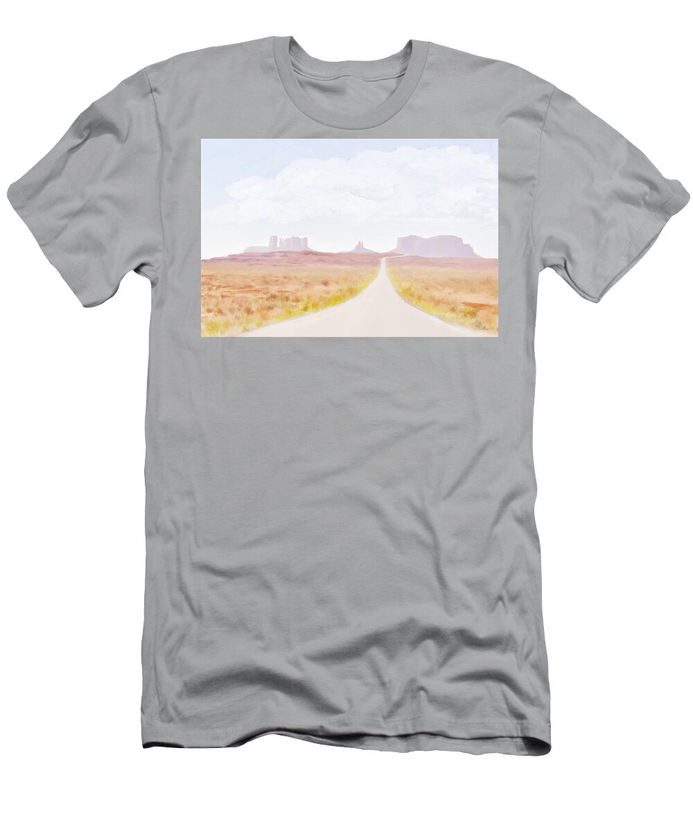 Monument Valley T-Shirt featuring the digital art Road To Monument Valley 02 by Ramona Murdock