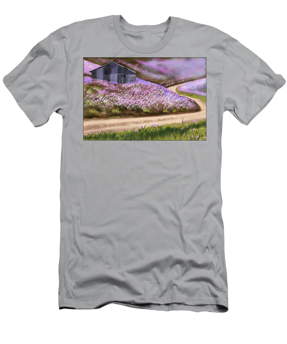 Random Countryside Landscape During Summer T-Shirt featuring the digital art Road to Nowhere by Rob Hartman