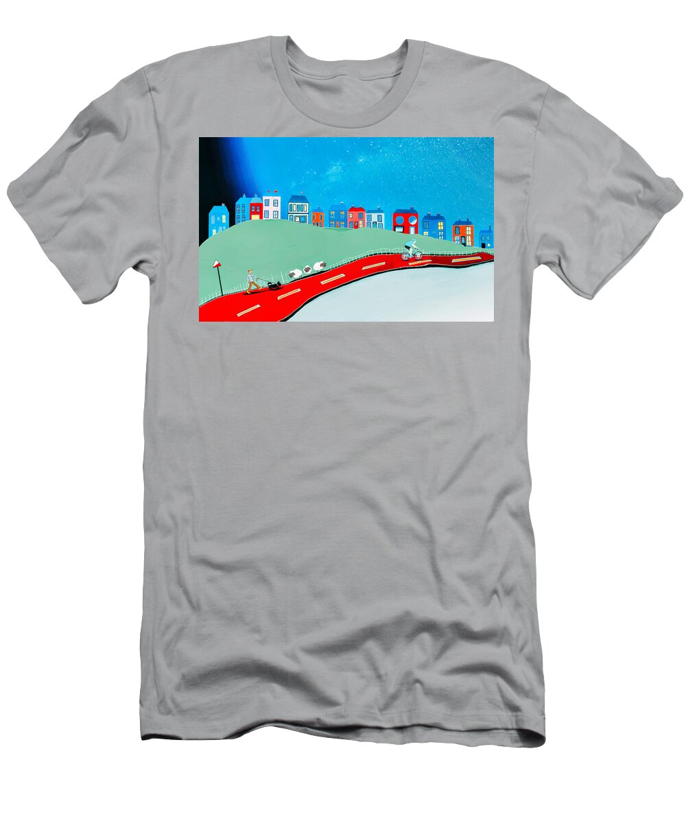 Hillside Village T-Shirt featuring the digital art Robs Hill by John Mckenzie
