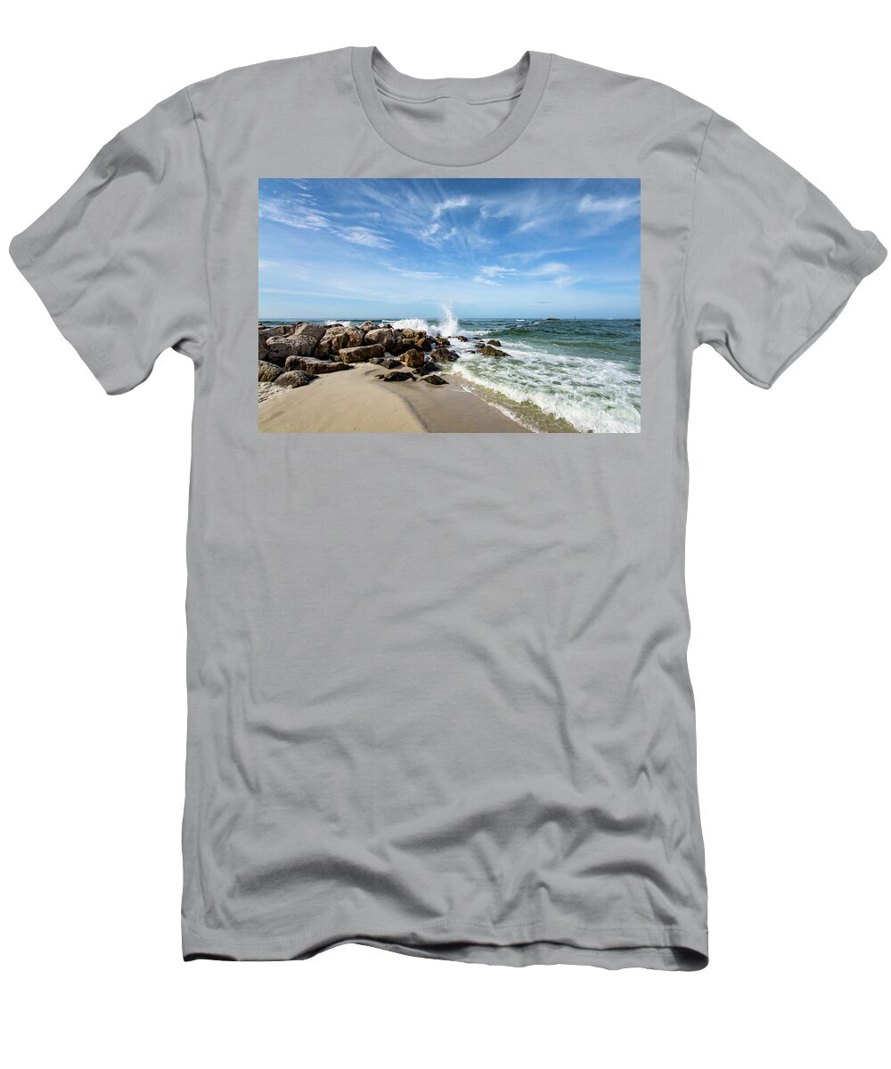 Rock T-Shirt featuring the photograph Rocky Beach on the Gulf Coast by Beachtown Views