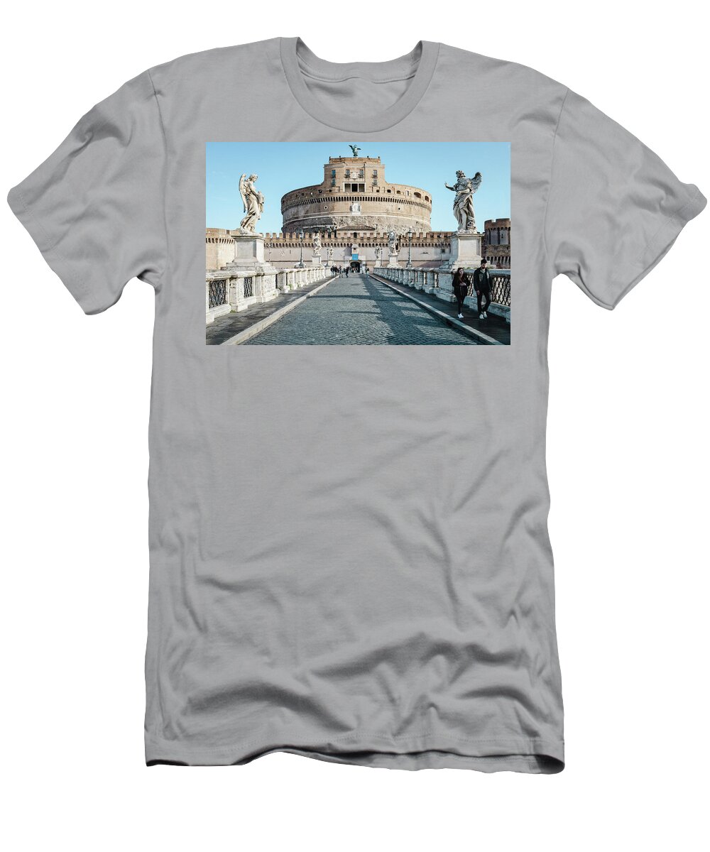 Archangel T-Shirt featuring the photograph Rome and The Castel Sant'Angelo early in the morning by Benoit Bruchez