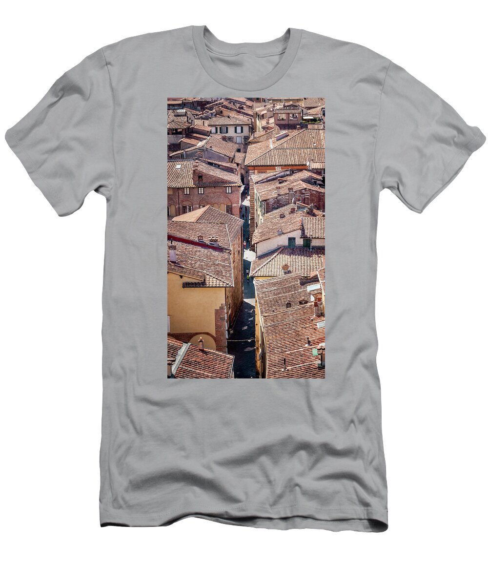 2015 T-Shirt featuring the photograph Rooftops of the city of Lucca in Tuscany by Benoit Bruchez