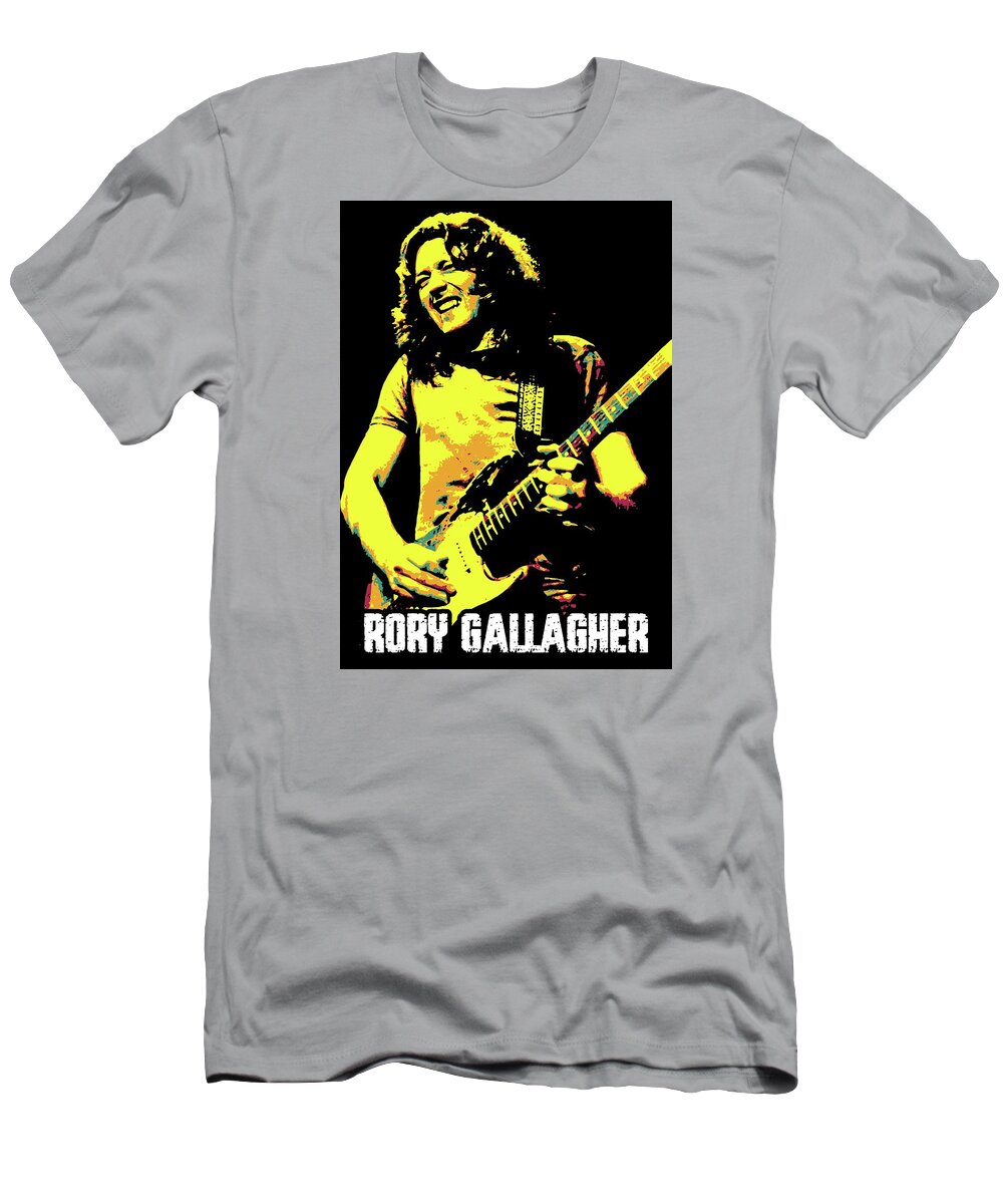Irish T-Shirt featuring the digital art Rory Gallagher by Andika Bahtiar