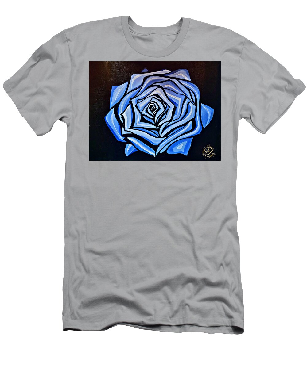  T-Shirt featuring the painting Rosa Blu by Emanuel Alvarez Valencia