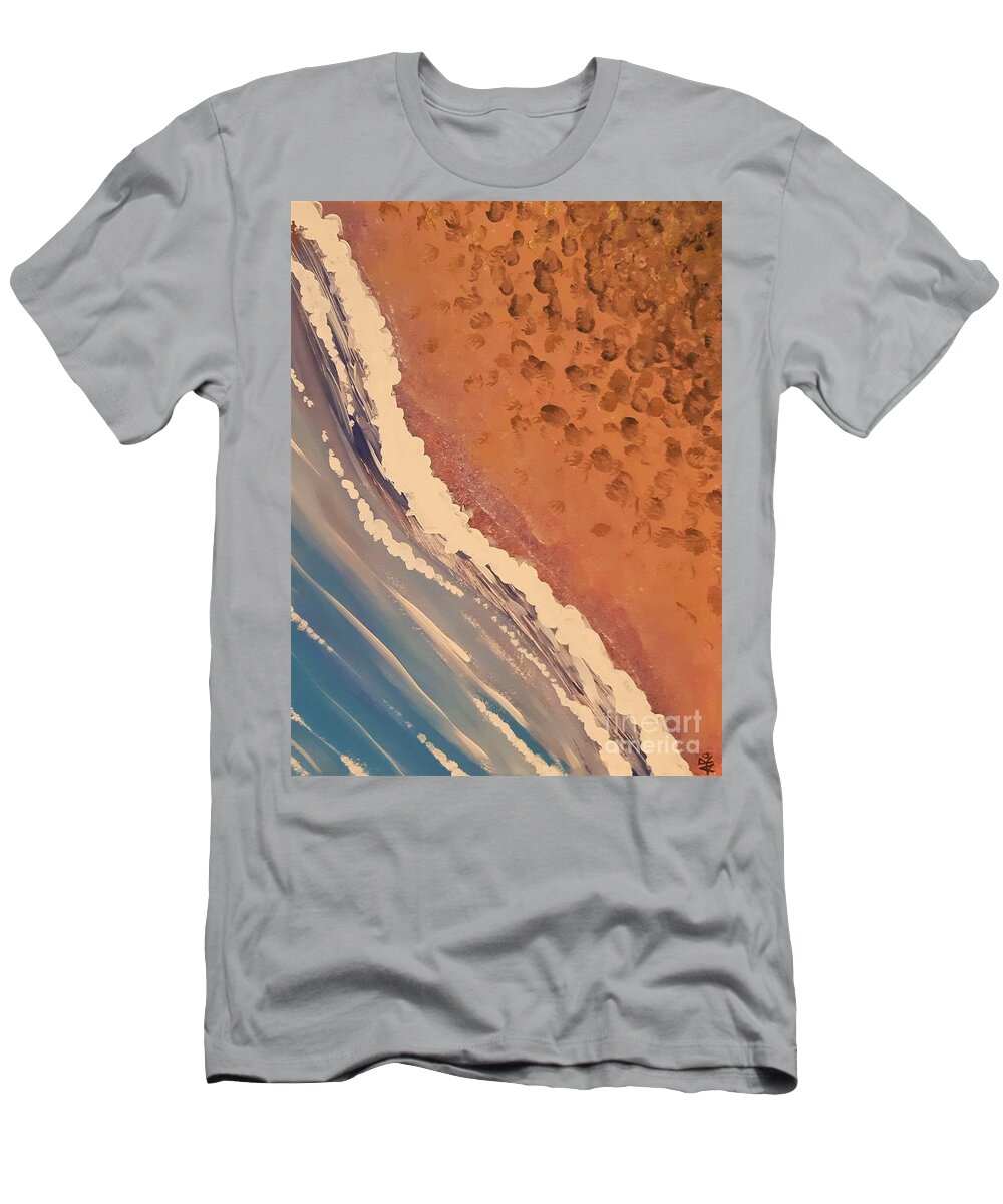 Beach T-Shirt featuring the painting Rose Beach Abstract by April Reilly