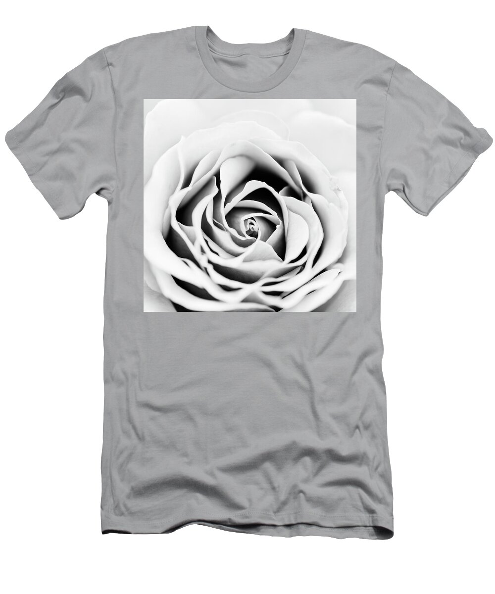 Rose T-Shirt featuring the photograph Rose Center in Black and White by Vishwanath Bhat