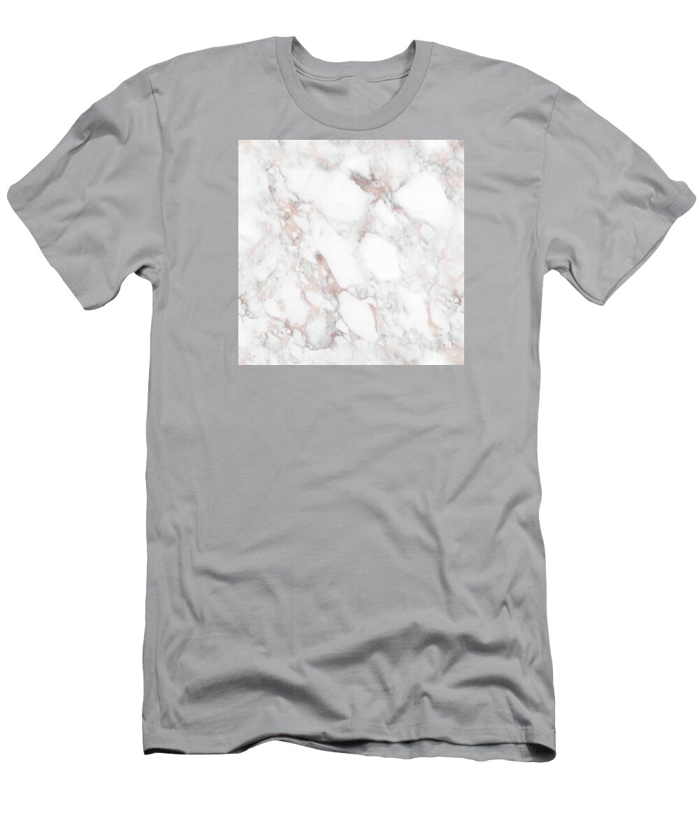 Marble T-Shirt featuring the painting Rose Gold Marble Blush Pink Metallic Foil by Modern Art