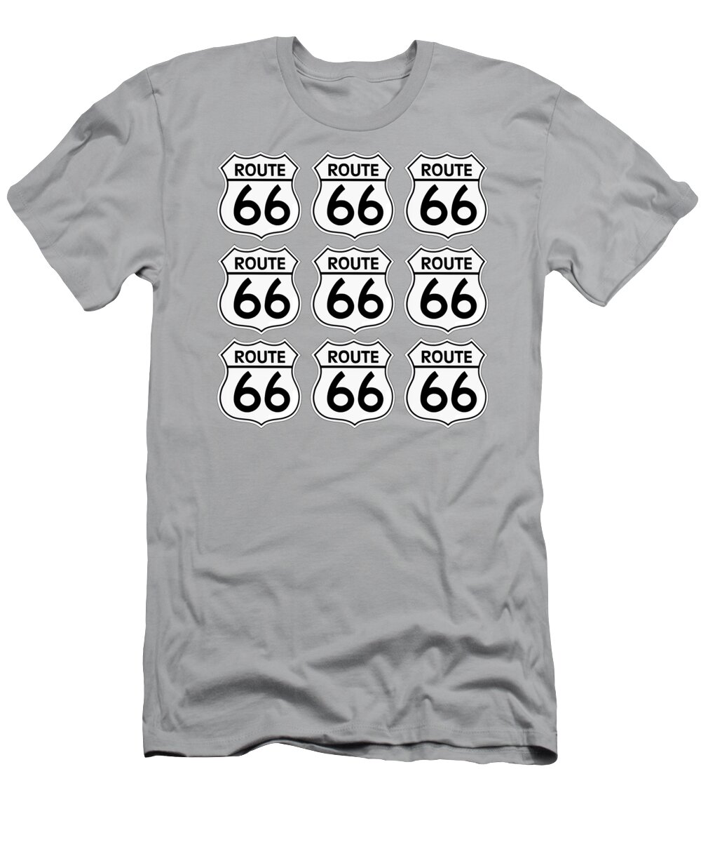 Route 66 T-Shirt featuring the digital art Route 66 Sign Tiles by Chuck Staley