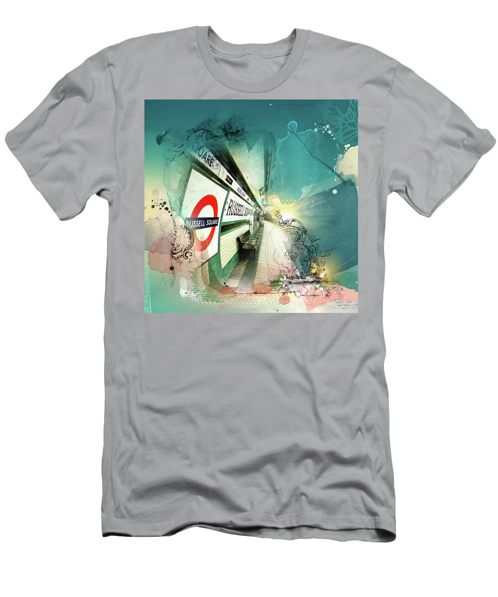 London T-Shirt featuring the digital art Russell Square Station by Nicky Jameson