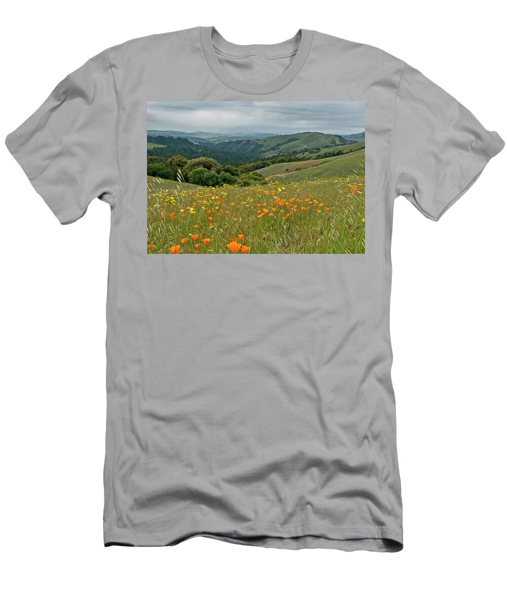 Russian Ridge T-Shirt featuring the photograph Santa Cruz Mountains Wildflowers #1 by Carla Brennan