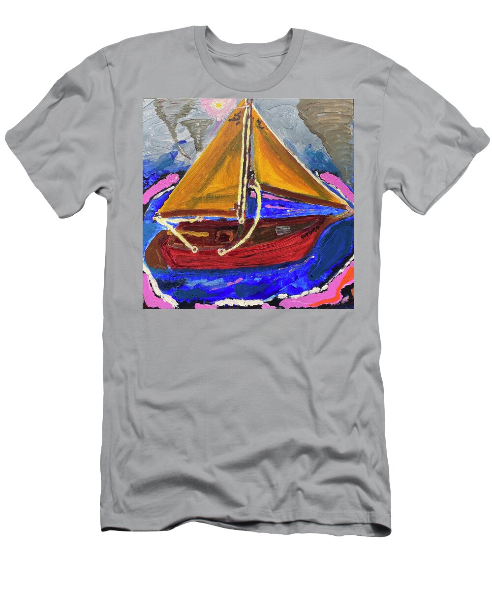 Sailboat T-Shirt featuring the painting Sailboat Journey by David Feder