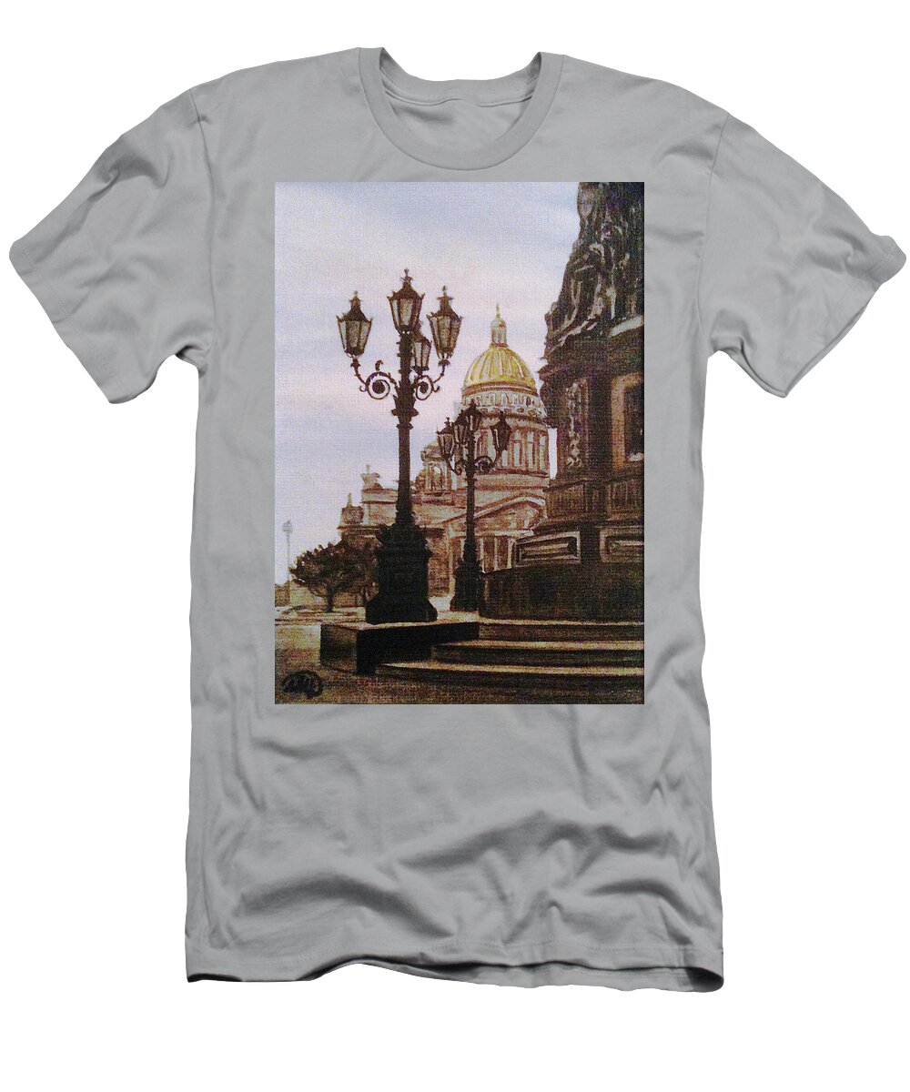 Saint Isaac's Cathedral T-Shirt featuring the painting Saint Isaac's Cathedral by Masha Batkova