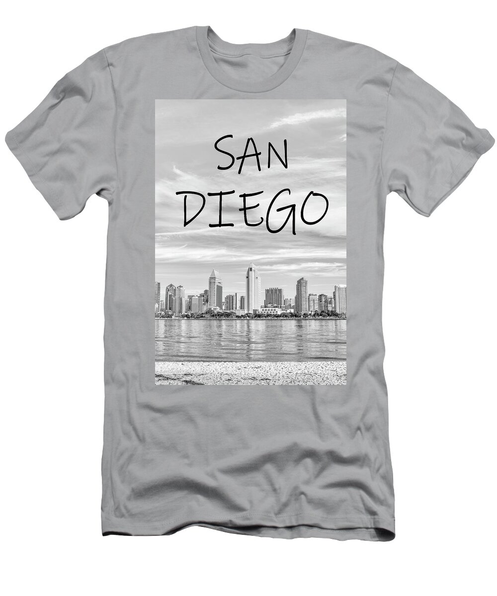 San Diego T-Shirt featuring the photograph San Diego Skyline Classic Monochrome by Joseph S Giacalone